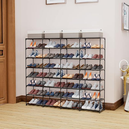 Large Shoe Rack 4 Rows 8 Tier 56-64 Pairs Big Shoes Storage Organizer Garage - Image 5