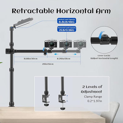Ailight Overhead Camera Mount Desk Stand, 15.75"-33.45" Webcam Mount - Image 3