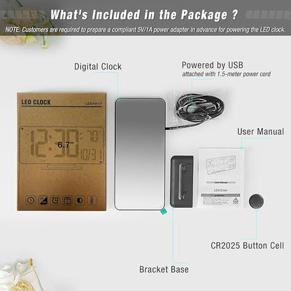 KOSUMOSU Digital Alarm Clock 6.7in Black Clock - Image 4