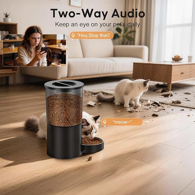Automatic Cat Feeder with Camera, WiFi Cat Food Dispenser with App Control - Image 3
