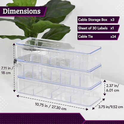 Set of 3 Cable Organizer Box W/Labels - Image 2