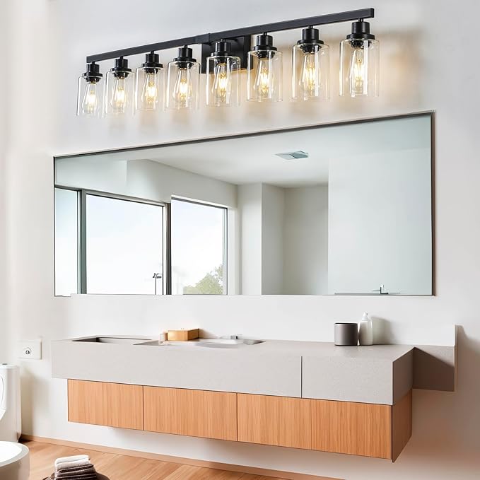 DIKAIDA 8 Light Bathroom Vanity Lights Over Mirror, 52inch Black Vanity Lights - Image 6