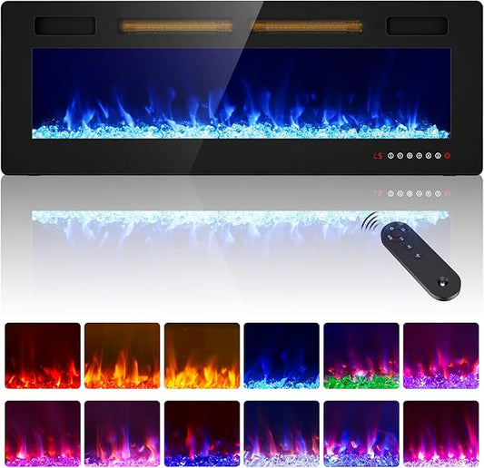 Electric Fireplace-50 inch Fireplace Wall Mount/Recessed/Free Standing-Ultra by Kucreiheat
