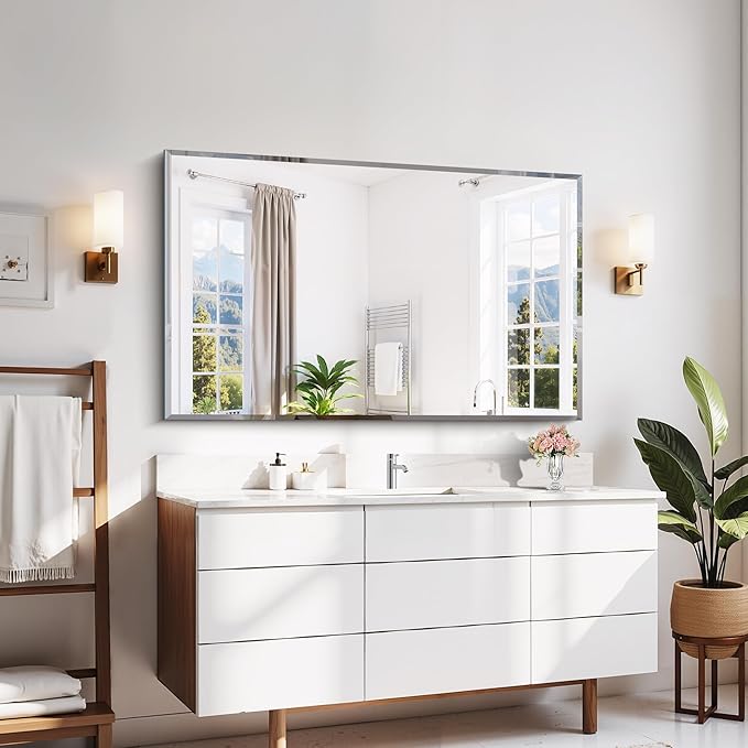 CILIBER Beveled Bathroom Mirror, 30x48 Large Frameless Mirrors - Image 3