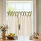 jinchan Linen Tie Top Curtains 36 Inch Length Farmhouse Cafe Curtains Set of 2 for Bedroom Bathroom Rustic Small Windows Light Filtering Crude Panels with Sage Green Ties