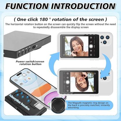 LANBOUY Selfie Screen Back Camera Monitor Phone Vlog Magnetic Selfie Screen - Image 5