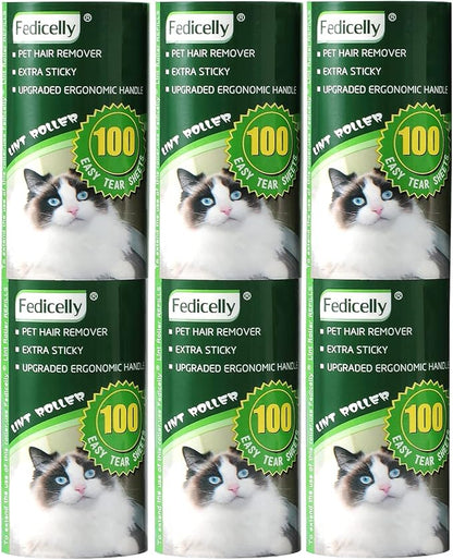 Fedicelly Lint Rollers Pet Hair Extra Sticky Refills, Mega Value Set 600 Sheets by Fedicelly