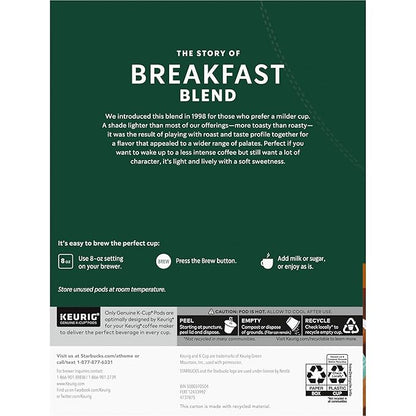 Starbucks K-Cup Coffee Pods, Medium Roast Hot or Iced Coffee, Breakfast Blend - Image 8
