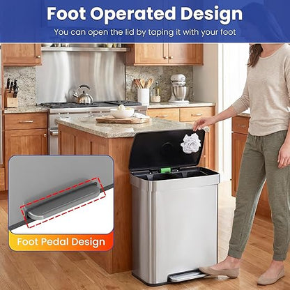 PayLessHere Dual Compartment Recycling Trash Can - Image 3