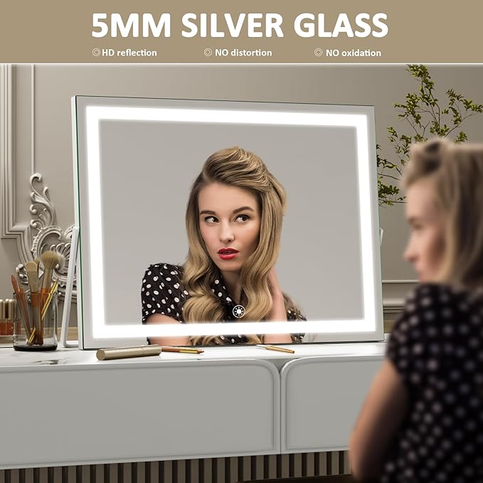 Ligheted Vanity Mirror with Lights, 3 Modes Light, Smart Touch Control Dimmable - Image 3