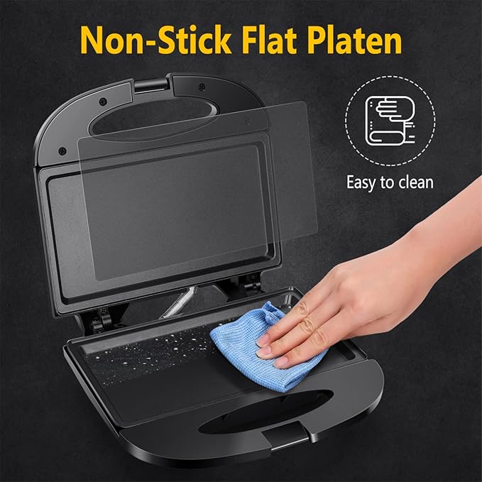 Aigostar Sandwich Maker with Non-stick Deep Grid Surface - Image 7