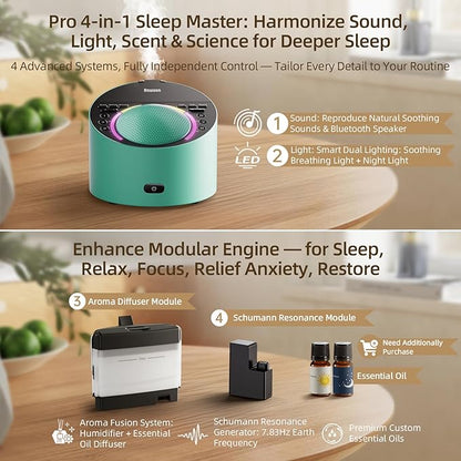 Sound Machine & Aroma Diffuser Pro 4-in-1 Sleep System, Premium Metal Shell - Image 2