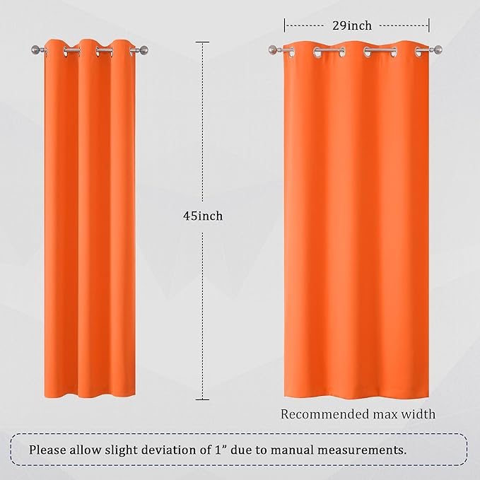DUALIFE Summer Orange Curtains for Boys Bedroom 2 Panels Autumn Decor Darkening - Image 6