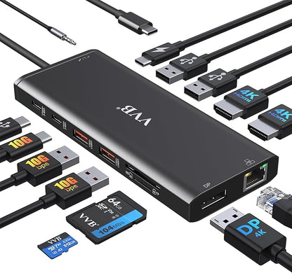 USB C Docking Station Dual Monitor by VVB