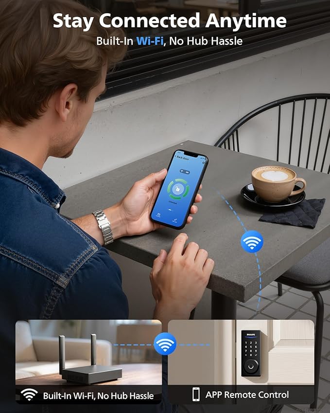 Philips Wi-Fi Smart Lock with Handles, WiFi Keyless Entry Front Door Lock Set - Image 2