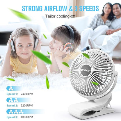 BESKAR Clip on Fan, 360° Rotation Quiet Stroller Fans - Image 8