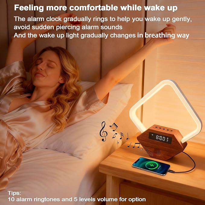 Xunhomon Sunrise Alarm Clock for Bedrooms Heavy Sleepers 15 Sleep Sounds White - Image 3