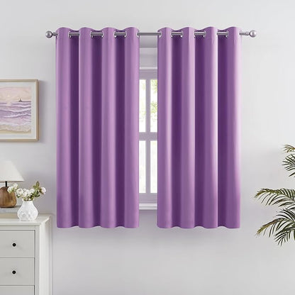DUALIFE Solid Thermal Insulated Blackout Curtains Purple by DUALIFE