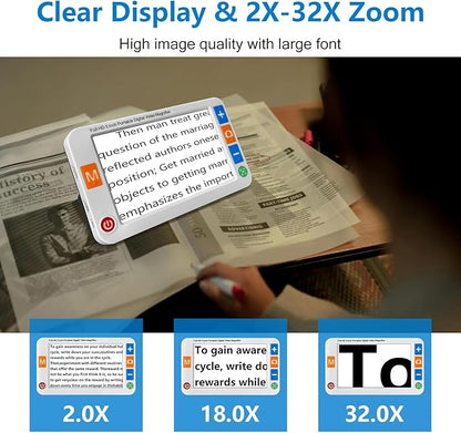 Digital Magnifier 5 Inch, Electronic Auto Focus Reading Aid Simplified Buttons - Image 2