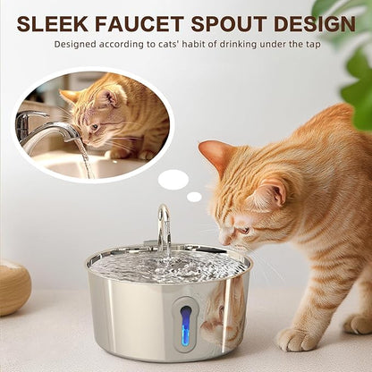 Cat Water Fountain, 4.0L/135oz Automatic Pet Fountain Stainless Steel Large Dog - Image 6