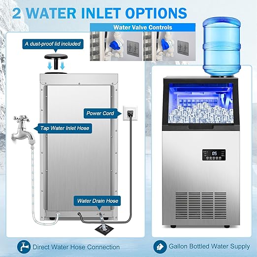 Commercial Ice Maker Machine 140Lbs/24H, 45 Ice Cubes in 4-15 Mins, 35Lbs Ice - Image 6