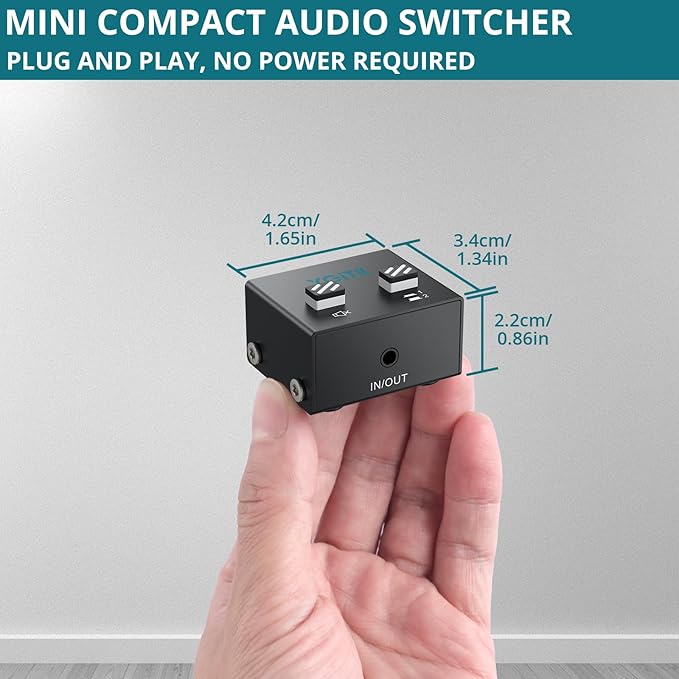 YGITK 3.5mm Audio Switch Bi-Directional, 2-in-1 & 1-in-2 Stereo Audio Switcher - Image 4