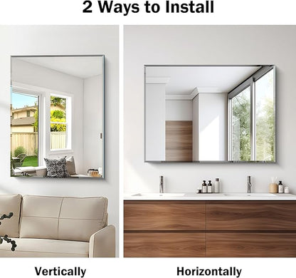 CILIBER Beveled Bathroom Mirror, 30x40 Large Frameless Mirrors - Image 7