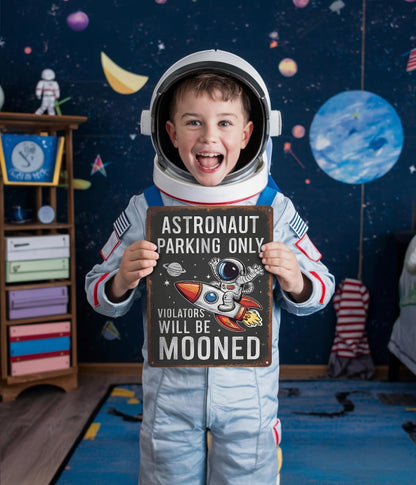 Astronaut Parking Sign - Funny Space Room Decor for Boys, Outer Space Gift