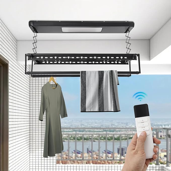 banborba Electric Retractable Airing Rack, Ceiling Mounted Clothes Drying Rack - Image 2
