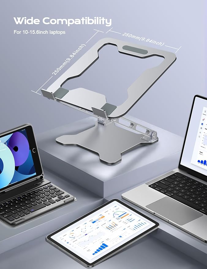 Adjustable Laptop Stand for Desk, Metal Foldable Laptop Riser, Ventilated - Image 6