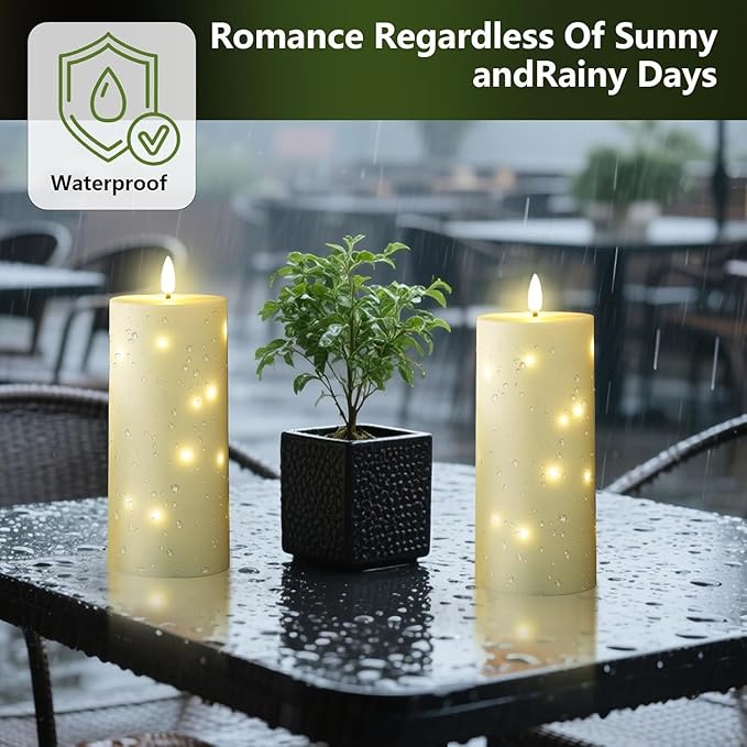 4" x 10" Large Outdoor Waterproof Flickering Flameless Candles - Image 2