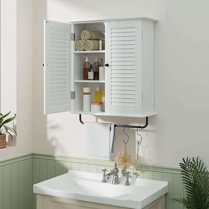 Bathroom Wall Cabinet, Over The Toilet Storage Cabinet, Wooden Wall Cabinet - Image 2