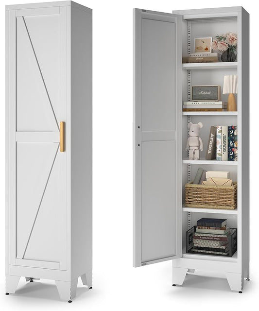 COFaR Tall Bathroom Storage Cabinet, Metal Farmhouse Narrow Slim Cabinet by COFAR