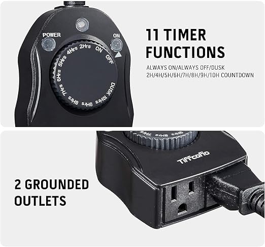 TiFFCOFiO Outdoor Christmas Light Timer, Dusk to Dawn Sensor Countdown - Image 2