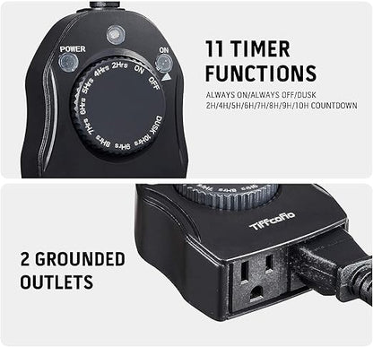 TiFFCOFiO Outdoor Christmas Light Timer, Dusk to Dawn Sensor Countdown - Image 2