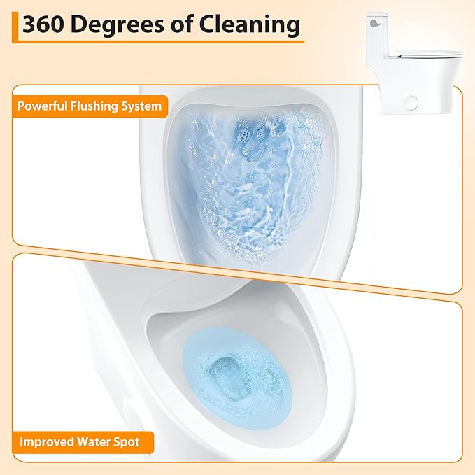 One-Piece Toilet for Bathroom, Comfort Height 16", Elongated - Image 4