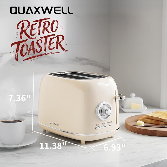 2-Slice Toaster, Wide Slots, 7 Bread Shade Settings, Stainless Steel, and - Image 2