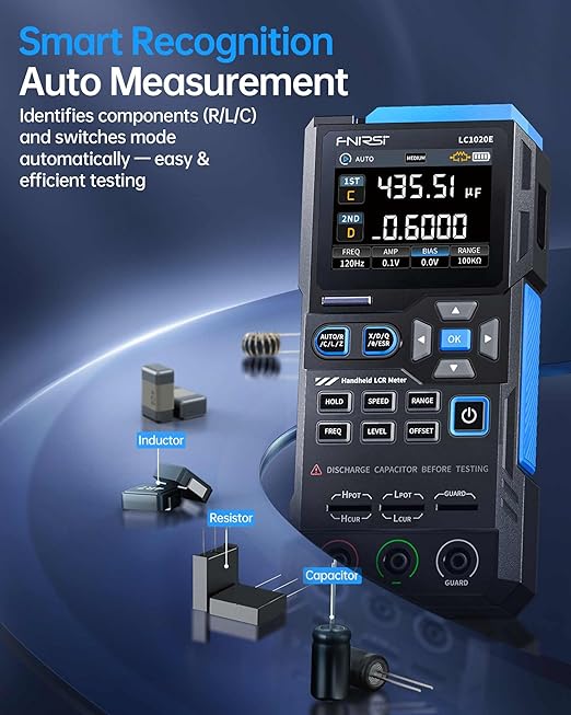 FNIRSI LC1020E 100kHz LCR Meter, Auto Component Detect, Measures ESR/Q/D/θ/X - Image 3