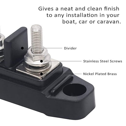 Recoil BBSPG4 Discrete 4 Position Barrier Strip Bus Bar 4 x M5 Studs Terminals - Image 2