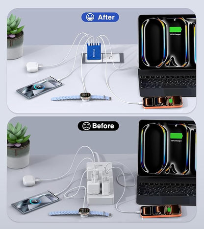 60W USB C Fast Charger Cube, 2 Pack PD+QC Charging Block Power Adapter 5 Port - Image 5