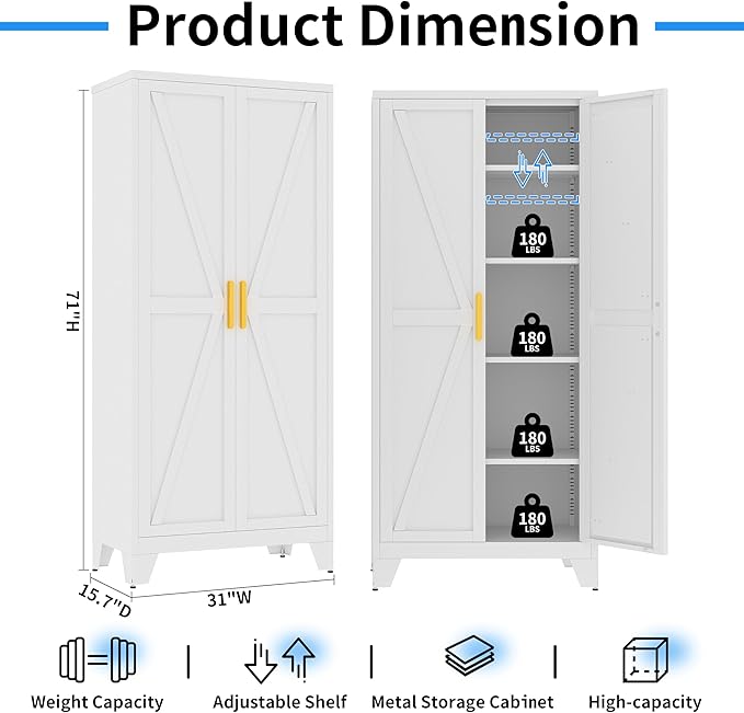 71" Tall Pantry Cabinet, Kitchen Pantry Storage Cabinets - Image 3