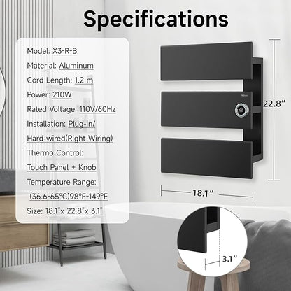 P&Bhusri Electric Heated Towel Rack, Fast Heating and Drying - Image 7