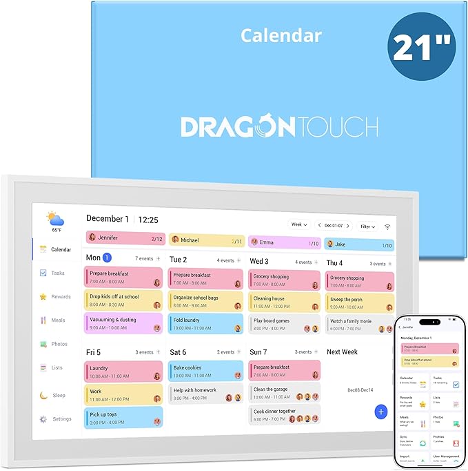 Dragon Touch 21.5 inch Digital Calendar Chore Chart – Interactive Touchscreen by DragonTouch