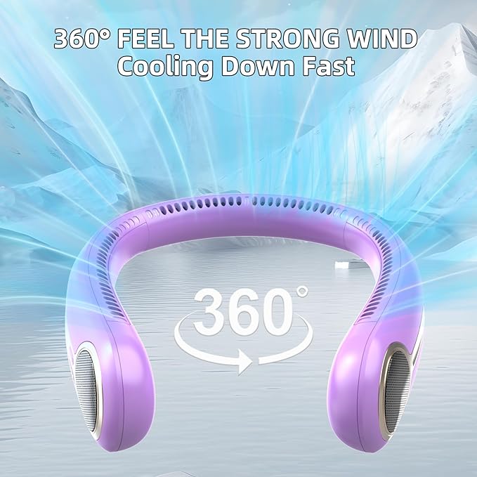 Portable Neck Fan, Hands Free Personal Wearable Bladeless Fan, 6000mAh USB - Image 2