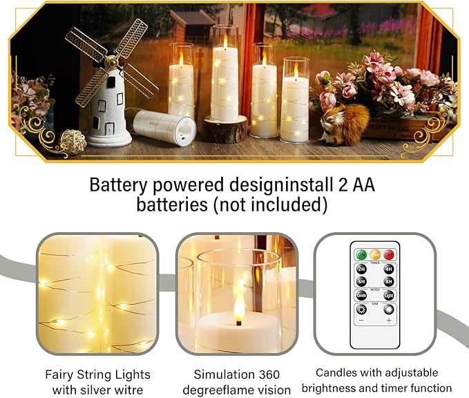Flameless Candles with Embedded Star String, Suitable - Image 3