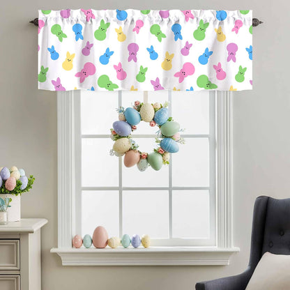 Limike Kitchen Valances for Windows 54" x 18", Colorful Bunny Kitchen Curtains Valances, Decorations for Windows, Cute Window Treatments Drapes for Bedroom Living Room, 1 Panel