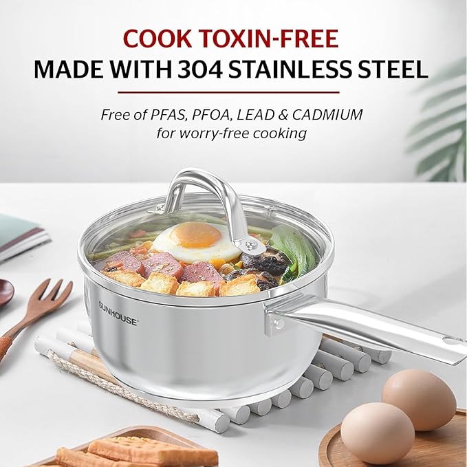 Sunhouse – 2 Quarts Stainless Steel Sauce Pan - Image 7
