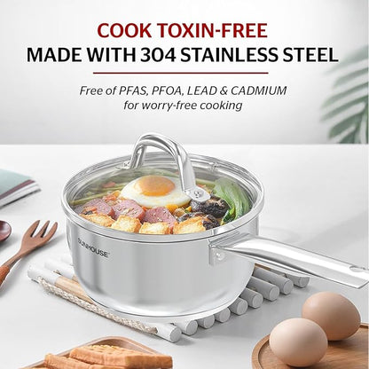 Sunhouse – 2 Quarts Stainless Steel Sauce Pan - Image 7