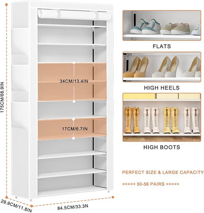 OYREL Shoe Rack 10Tier Large Capacity 50-56Pairs Beautiful Tall Shoe Shelf Free - Image 3