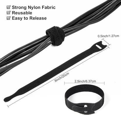OneLeaf 110PCS Reusable Cable Ties, Adjustable 8-inch Cord Organizer Ties - Image 2
